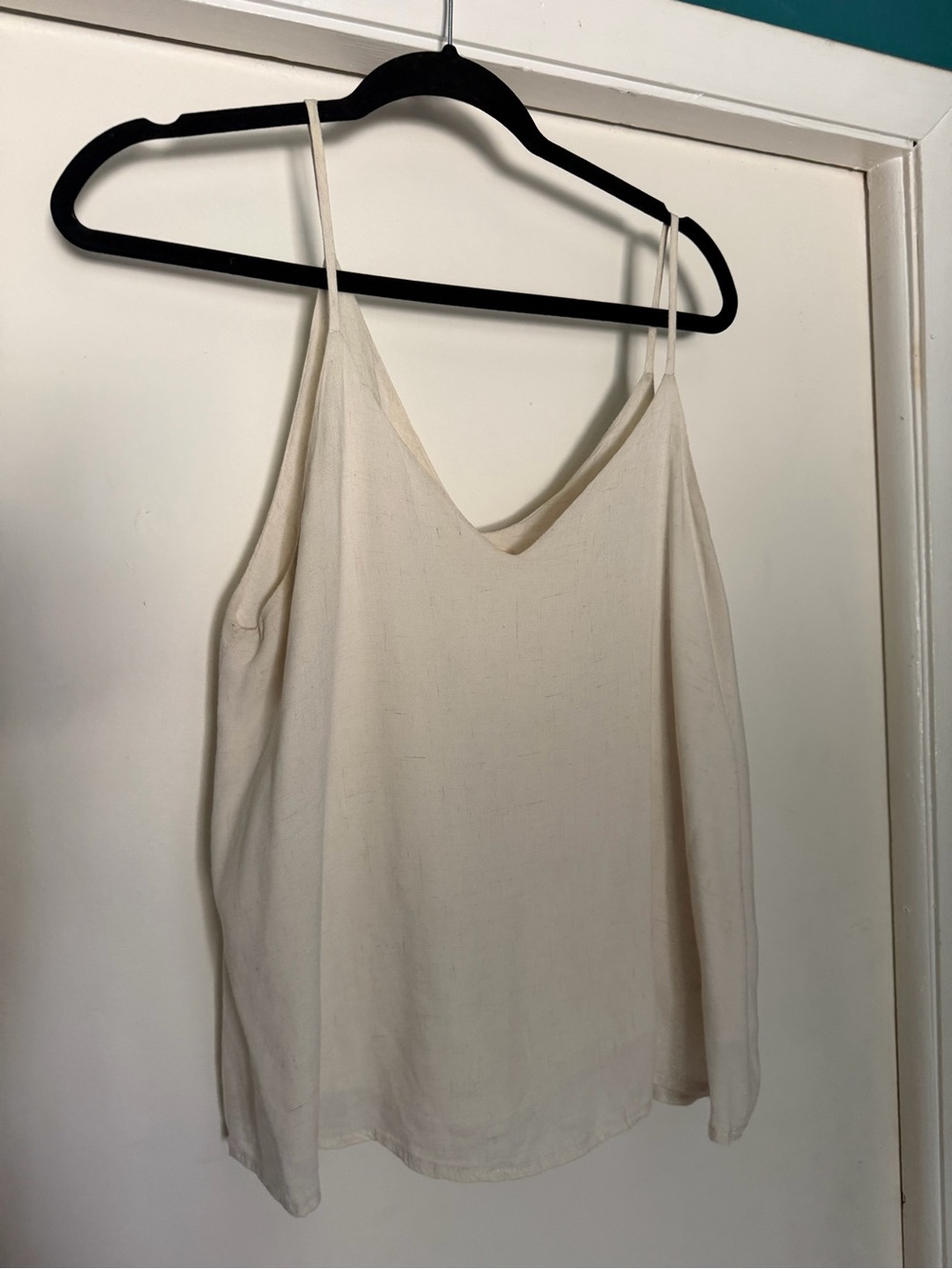 Women’s Cream V-Neck Spaghetti Strap Tank Top — Minimal Cami